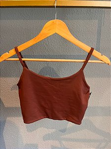 Top Alça Liso Marrom