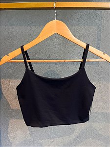 Top Alça Liso Preto