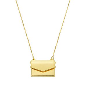 Colar Relicário Carta - Banho em Ouro 18k