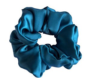 Scrunchie de Cetim Anti Frizz - Xuxinha Cor Azul Turquesa