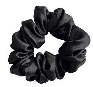Scrunchie de Cetim Anti Frizz - Xuxinha Cor Preto