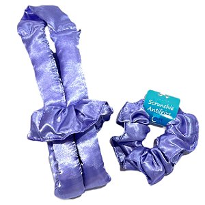 Modelador de Cachos e Ondas em Cetim (heatless curls)  - Cachos Sem Calor e sem Danos Cor: Lilás Escuro