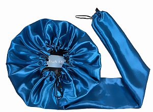 Touca Difusora Secadora Dupla Face Premium Azul Turquesa e Preto