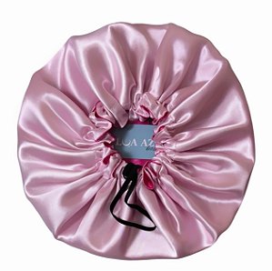 Touca De Cetim Antifrizz Dupla Face Ajustável - Rosa Bebê e Rosa Pink