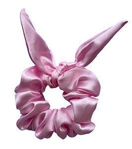 Scrunchie de Cetim Lacinho Anti Frizz- Rosa Bebê