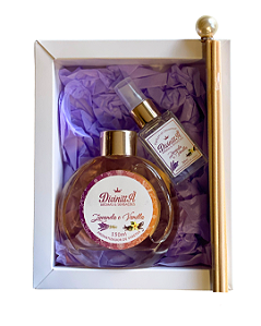 Kit Presente Aromatizador Varetas e Mini Spray - Lavanda e Vanilla
