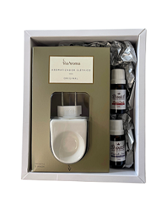 Kit Presente Difusor de Tomada e 2 Óleos Aromáticos - Maçã e Canela e Prados de Inverno