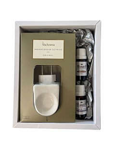 Kit Presente Difusor de Tomada e 2 Óleos Aromáticos - Chá Branco e Prados de Inverno