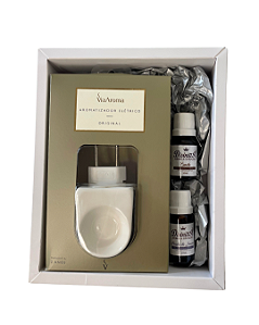 Kit Presente Difusor de Tomada e 2 Óleos Aromáticos - Canela e Prados de Inverno
