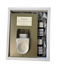 Kit Presente Difusor de Tomada e 2 Óleos Aromáticos - Bebê Carinho e Prados de Inverno