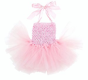 Vestido Tule Rosa para Bebê Reborn