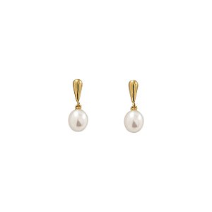 Brinco de Pérola Natural Gota 5,5mm em Ouro 18k