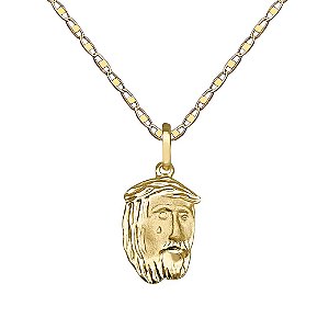 Corrente com Pingente Face de Cristo em Ouro 18k