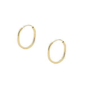 Brinco de Argola Oval de Ouro 18k