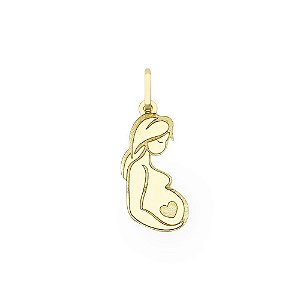 Pingente Mamãe Gestante de Ouro 18k