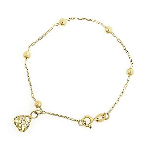 Pulseira de Bolinha de Ouro 18k com Bolsa Baby