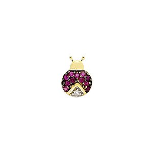 Pingente de ouro 18K  Joaninha com Zircônias