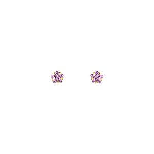 Brinco de Ouro 18K Pedra Zircônia Estrela 3x3mm Rosa