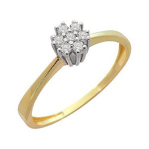 Anel Chuveiro com Diamantes Ouro 18k