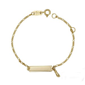 Pulseira Infantil Chapinha com Figa em Ouro 18K