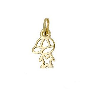 Pingente Boneco Menino Vazado em Ouro 18k