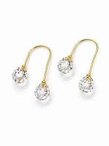 Brinco Anzol em Ouro 18k com Cristal nas Pontas-Teen ou Adulto