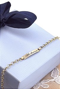 Pulseira em Ouro 18k Chapinha Malha Portuguesa
