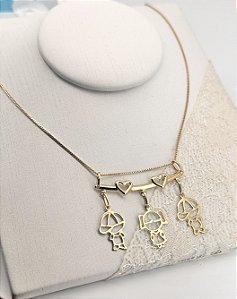 Gargantilha Veneziana em Ouro 18k com Canga 3 Bonecos