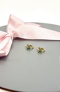 Brinco Borboleta Argola em Ouro 18k Infantil-Verde