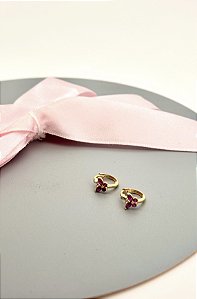 Brinco Borboleta Argola em Ouro 18k Infantil-Vermelho rosado