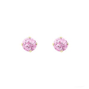 Brinco de Ouro 18K com Pedra Rosa de Zircônia 2,5 mm