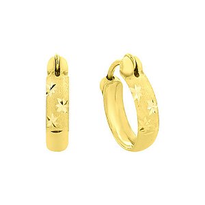 Brinco de Argola de Ouro 18K com Estrelas Tamanho P