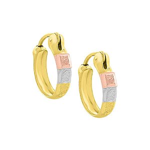 Brinco de Argola de Ouro 18K Colorido Tamanho P