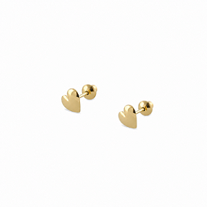 Brinco Coração Pequeno de Ouro 18K Baby