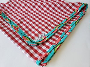 toalha de mesa xadrez com guardanapo
