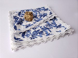 guardanapo coquetel pássaros com renda . 12 peças 23 x 23 cm