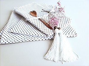 Guardanapo de tecido poá branco com marrom 06 + 06 coquetel