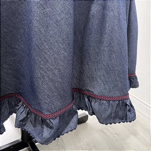 Toalha de mesa redonda jeans 170 cm