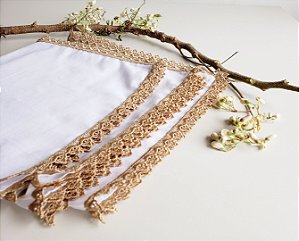 Guardanapo cambraia de linho branco 5 lugares