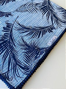 toalha de mesa linho azul