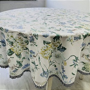 Toalha de mesa redonda tecido algodão 200 cm