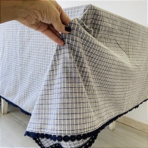 Toalha mesa linho misto xadrez