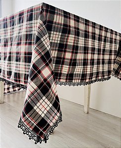 Toalha de mesa xadrez com renda