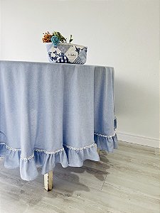 Toalha mesa redonda com babados 230 cm