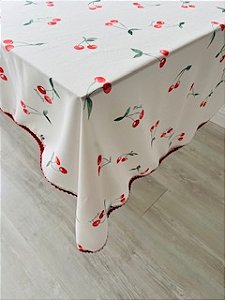 Toalha mesa sobrepor cerejinha 340 x 135 cm