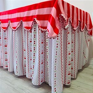 Toalha mesa festa aniversário cereja 180 x76 x75 cm