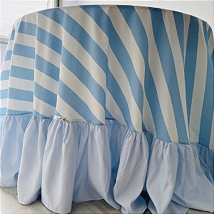 Toalha de Mesa Redonda Azul com Babados 340 cm