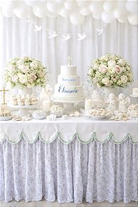 Toalha de Mesa Festa batizado com Babados 300 x 120x 80