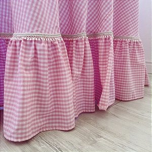 Toalha de Mesa Redonda Xadrez com Babado