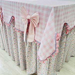 Toalha de Mesa Jardim Encantado com Babados 220 x 100 x 80 cm